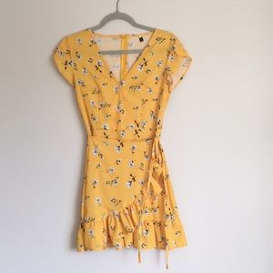 Yellow floral wrap dress!!